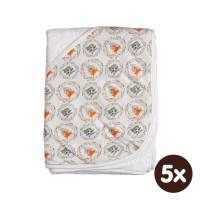 Hooded bamboo terry towel XKKO BMB 90x90 - Fox&Raccoon 5x1ps (Wholesale packaging)