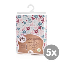 Bamboo muslin fitted sheet XKKO BMB 50x70 - Flowers&Birds For Girls 5x1ps (Wholesale pack.)