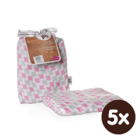 Bamboo swaddle XKKO BMB 120x120 - Baby Pink Cross 5x1ps (Wholesale packaging)