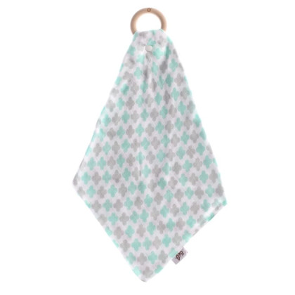 XKKO BMB Bamboo teether with Muslin - Mint Cross