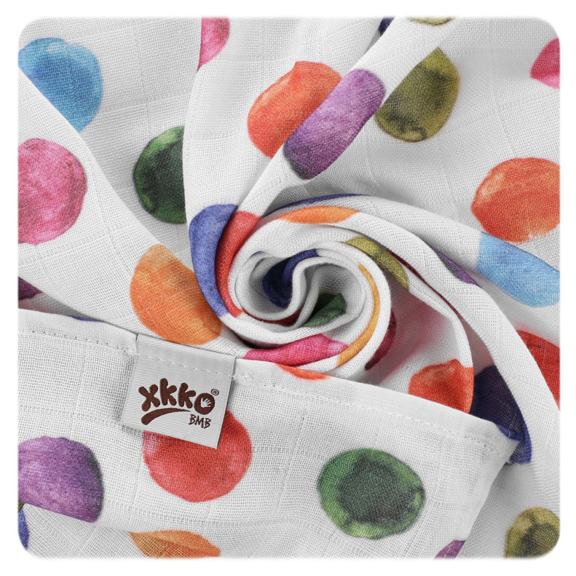 Bamboo swaddle XKKO BMB 120x120 Digi - Watercolour Polka Dots