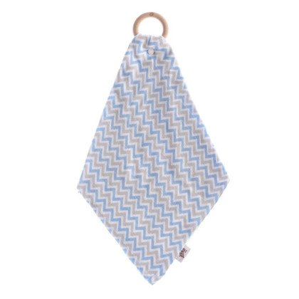 XKKO BMB Bamboo teether with Muslin - Chevron Baby Blue