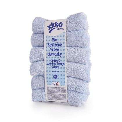 Organic cotton terry wipes XKKO Organic 21x21 - Baby Blue