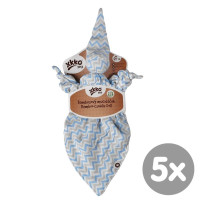 Bamboo cuddly toy XKKO BMB - Baby Blue Chevron 5x1ps (Wholesale packaging)