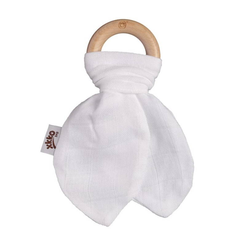 XKKO BMB Bamboo teether with Leaves - White