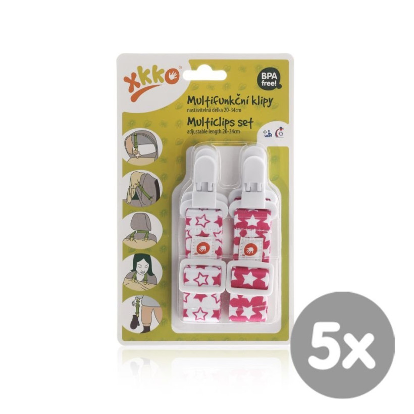 Multifunctional Clips XKKO - Little Stars Magenta MIX 5x2ps (Wholesale pack.)