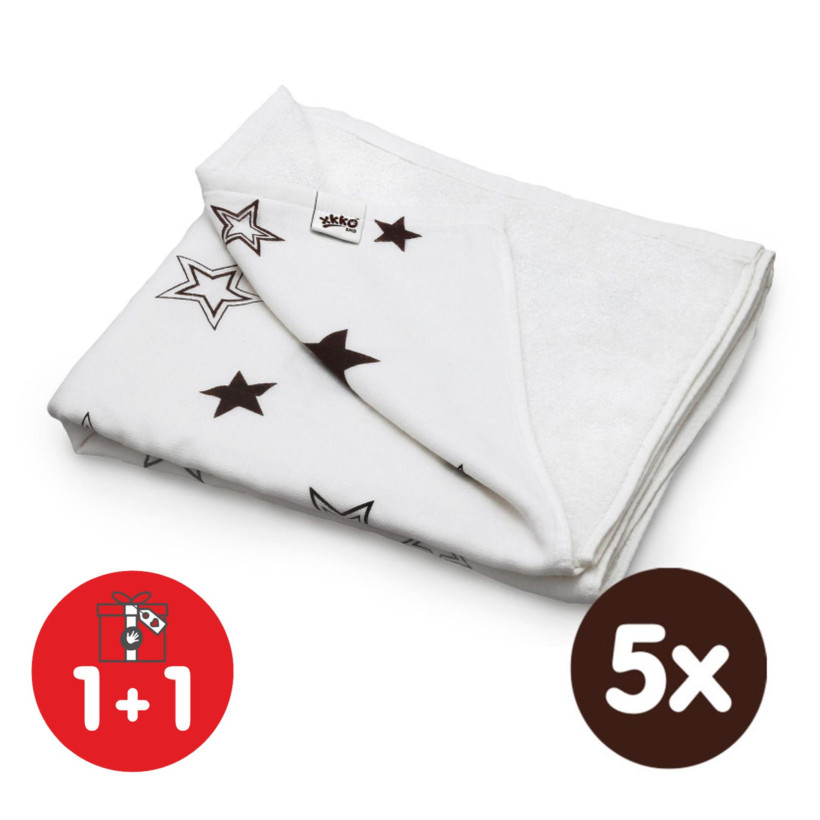 Bamboo blanket XKKO BMB 130x70 - Natural Brown Stars 5x1ps Wholesale packing