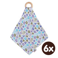 XKKO BMB Bamboo teether with Muslin - Flowers&Birds Boys 6x1ps (Wholesale pack.)