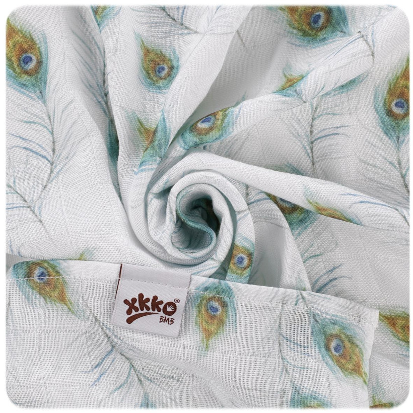 Bamboo swaddle XKKO BMB 120x120 Digi - Peacock Feathers