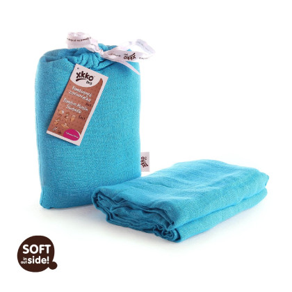 Bamboo swaddle XKKO BMB 120x120 - Cyan