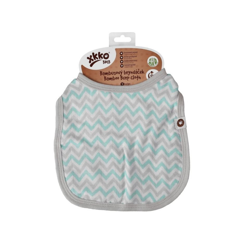 Bamboo Burp Cloth XKKO BMB - Mint Chevron 3x1ps (Wholesale packaging)