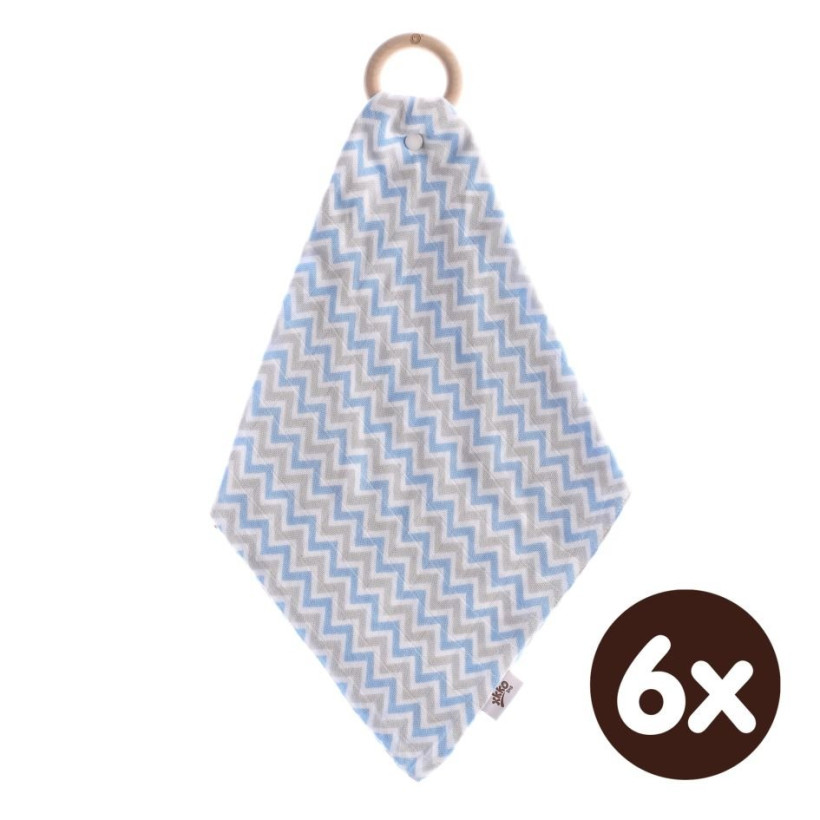 XKKO BMB Bamboo teether with Muslin - Chevron Baby Blue 6x1ps (Wholesale pack.)
