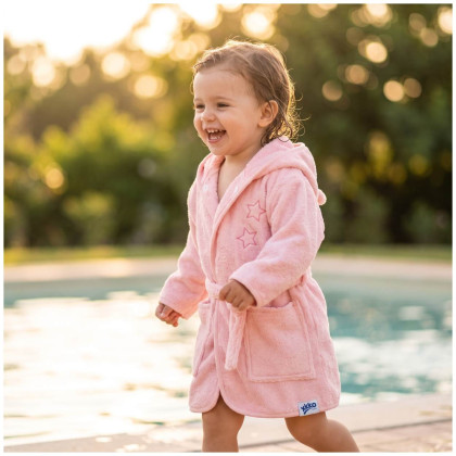 Organic Cotton Terry Bathrobe XKKO Organic - Baby Pink Stars