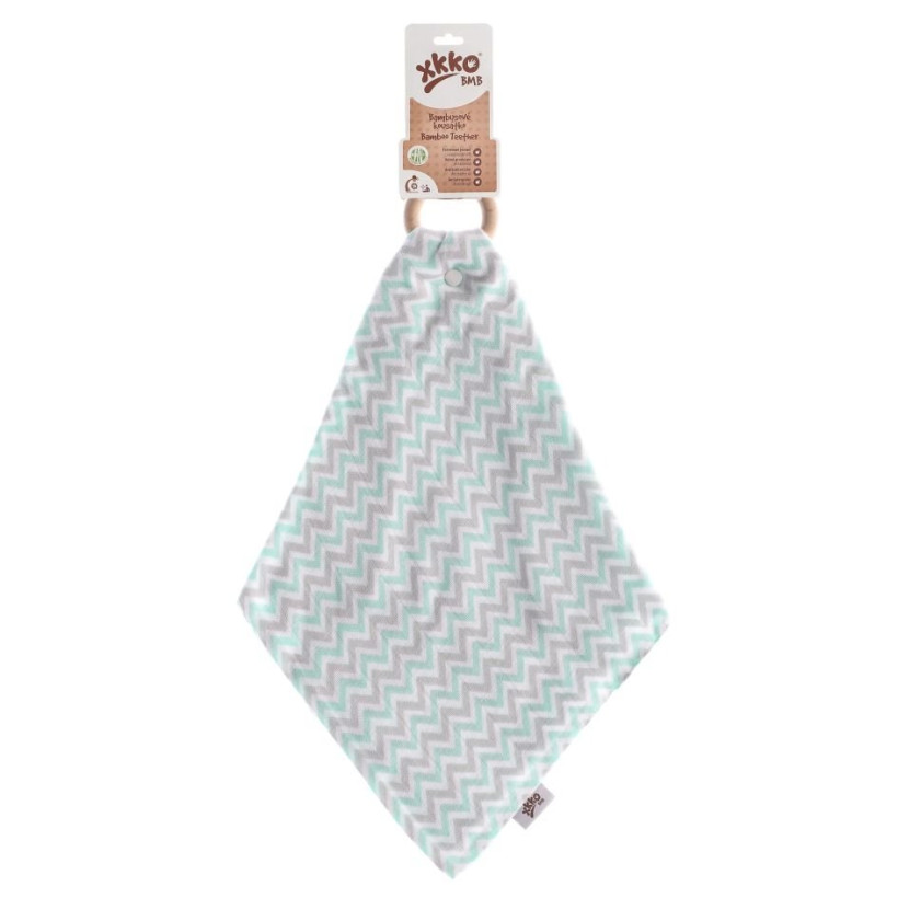 XKKO BMB Bamboo teether with Muslin - Chevron Mint