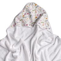 Hooded bamboo terry towel XKKO BMB 90x90 - Summer Meadow