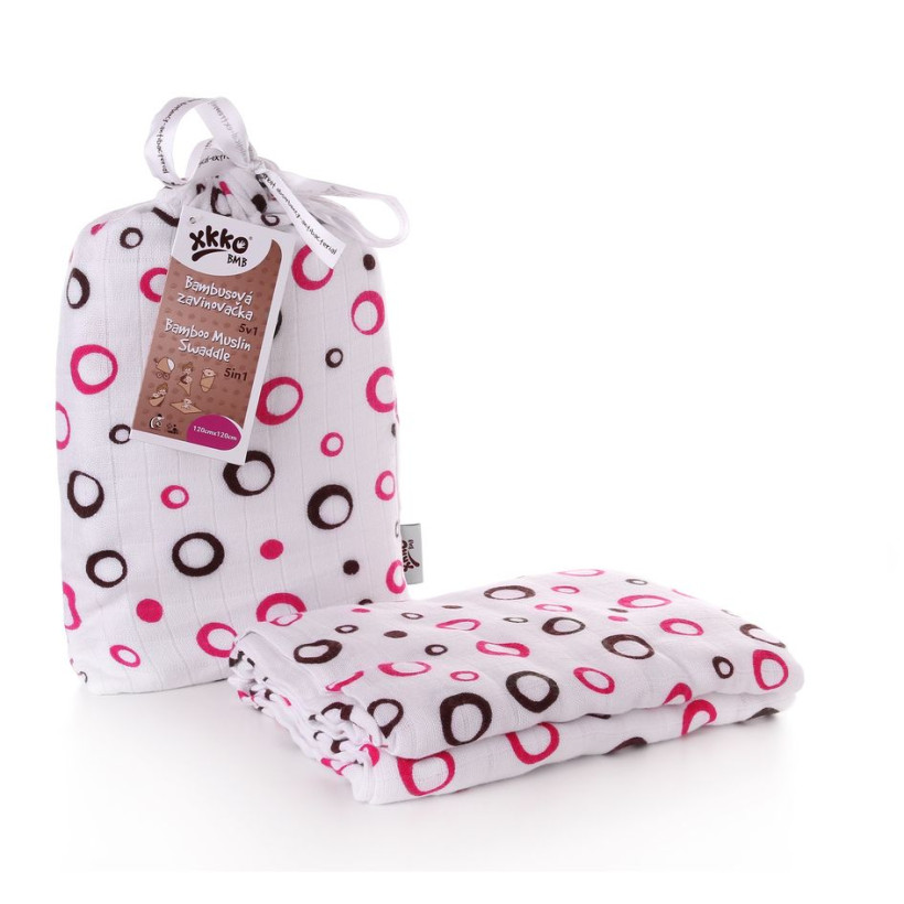 Bamboo swaddle XKKO BMB 120x120 - Magenta Bubbles