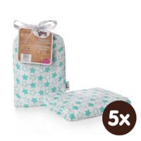 Bamboo swaddle XKKO BMB 120x120 - Little Stars Turquoise 5x1ps (Wholesale packaging)