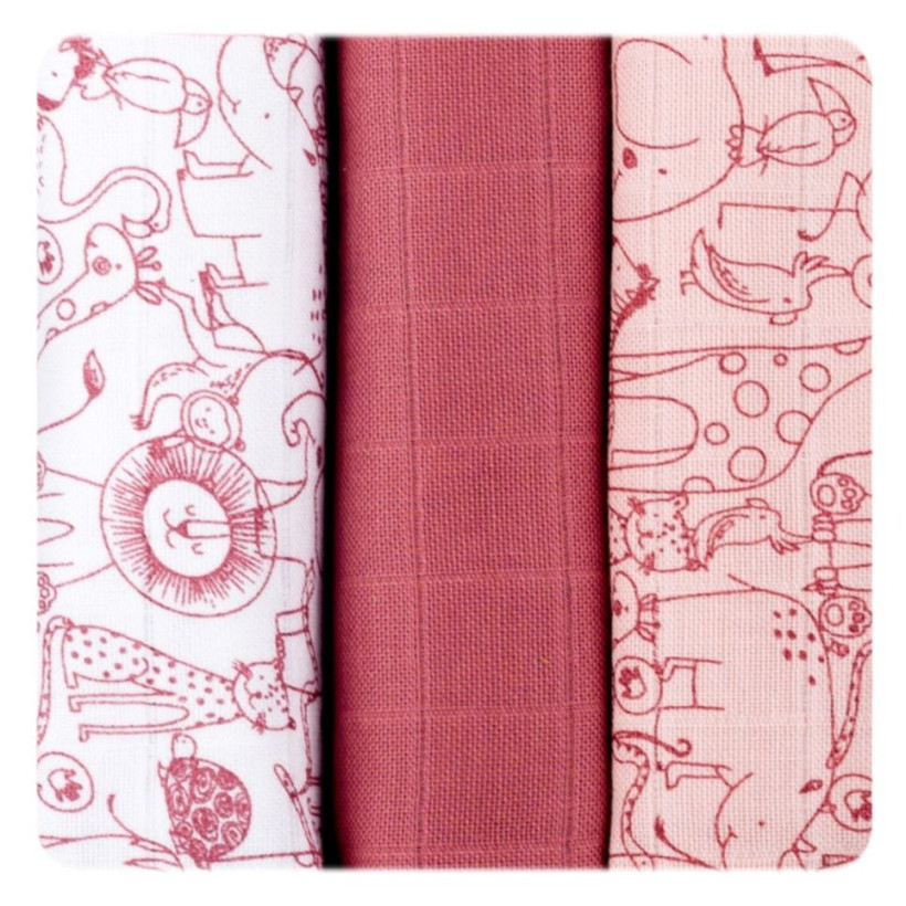 Organic Cotton Muslins XKKO Organic 70x70 Old Times - Safari Mesa Rose MIX