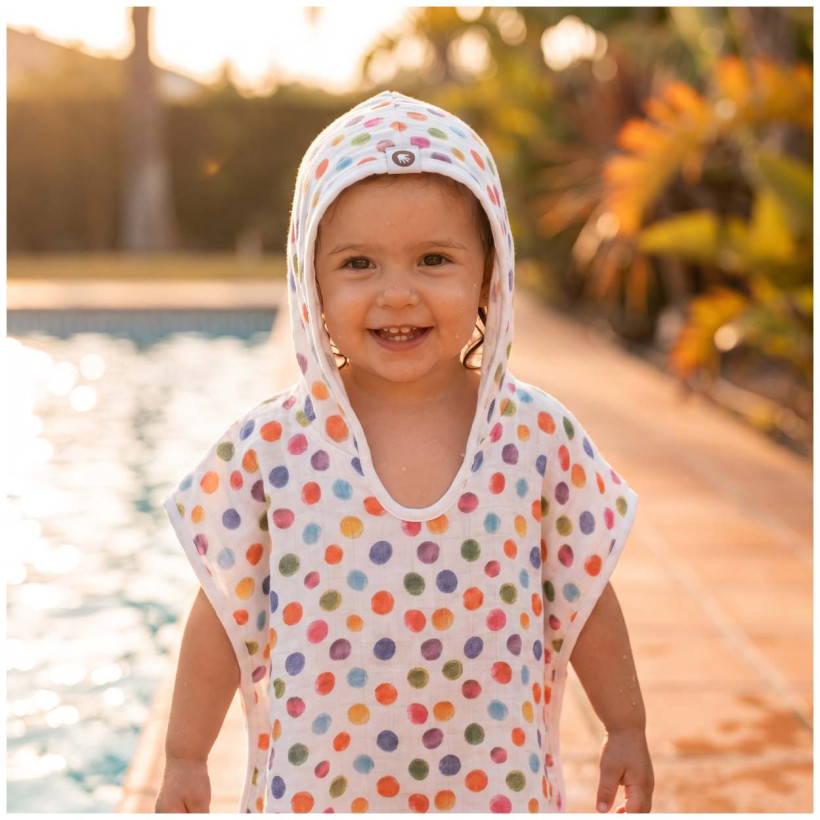 Bamboo Muslin Poncho XKKO BMB Digi - Watercolour Polka Dots