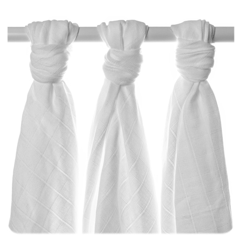 Organic Cotton Muslin Towels XKKO Organic 90x100 Old Times - White 5x3ps (Wholesale pack.)