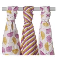 Organic Cotton Muslins XKKO Organic 70x70 Old Times - Ginkgo 5x3ps (Wholesale pack.)