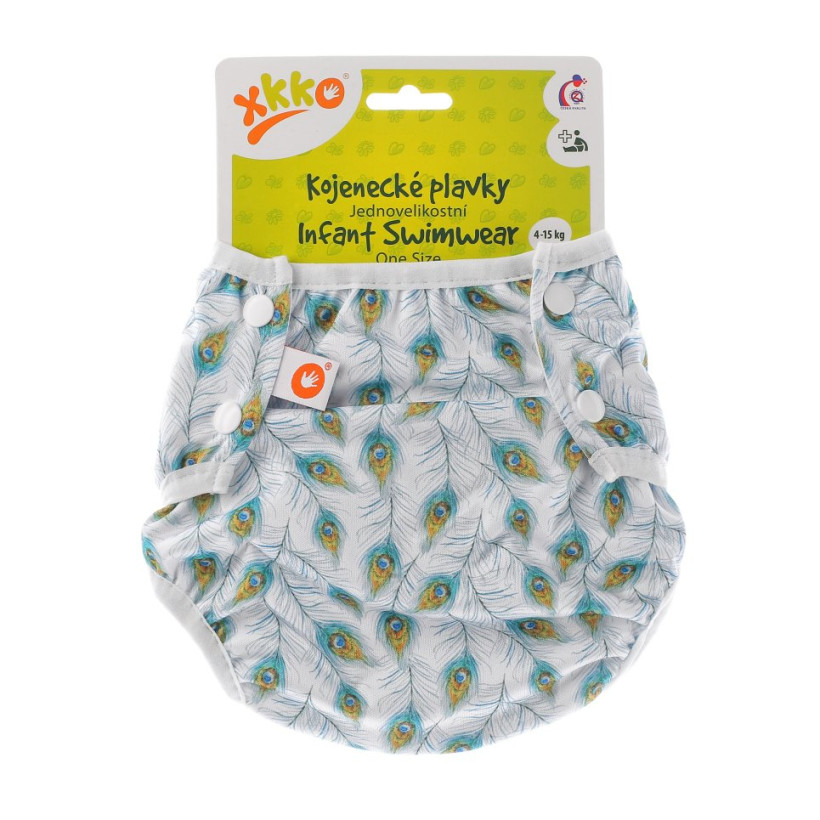 Infant swim nappy XKKO OneSize - Peacock Feathers