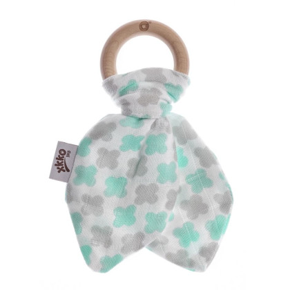 XKKO BMB Bamboo teether with Leaves - Mint Cross