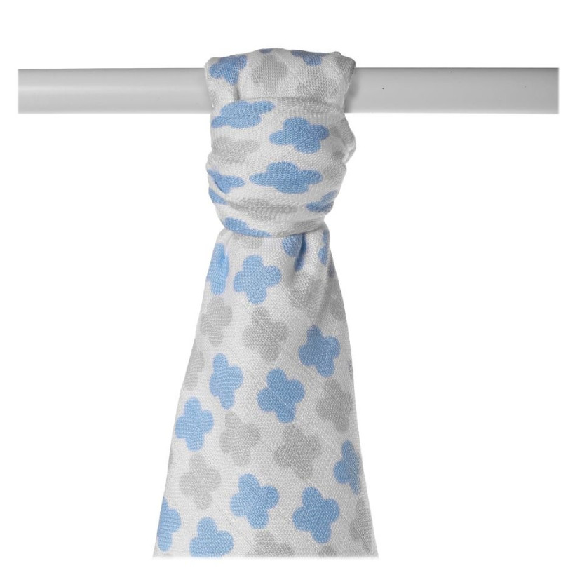 Bamboo muslin towel XKKO BMB 90x100 - Baby Blue Cross 10x1pcs (Wholesale packaging)