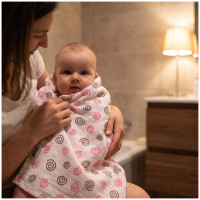 Bamboo muslin towel XKKO BMB 90x100 - Magenta Spirals