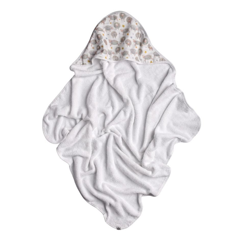 Hooded bamboo terry towel XKKO BMB 90x90 - Dreamy Sheeps