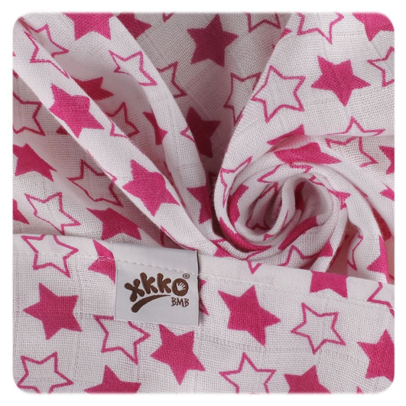 Bamboo swaddle XKKO BMB 120x120 - Little Stars Magenta