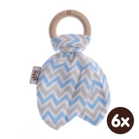 XKKO BMB Bamboo teether with Leaves - Chevron Baby Blue 6x1ps (Wholesale pack.)
