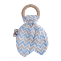 XKKO BMB Bamboo teether with Leaves - Chevron Baby Blue
