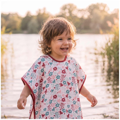 Bamboo Muslin Poncho XKKO BMB - Flowers&Birds Girls