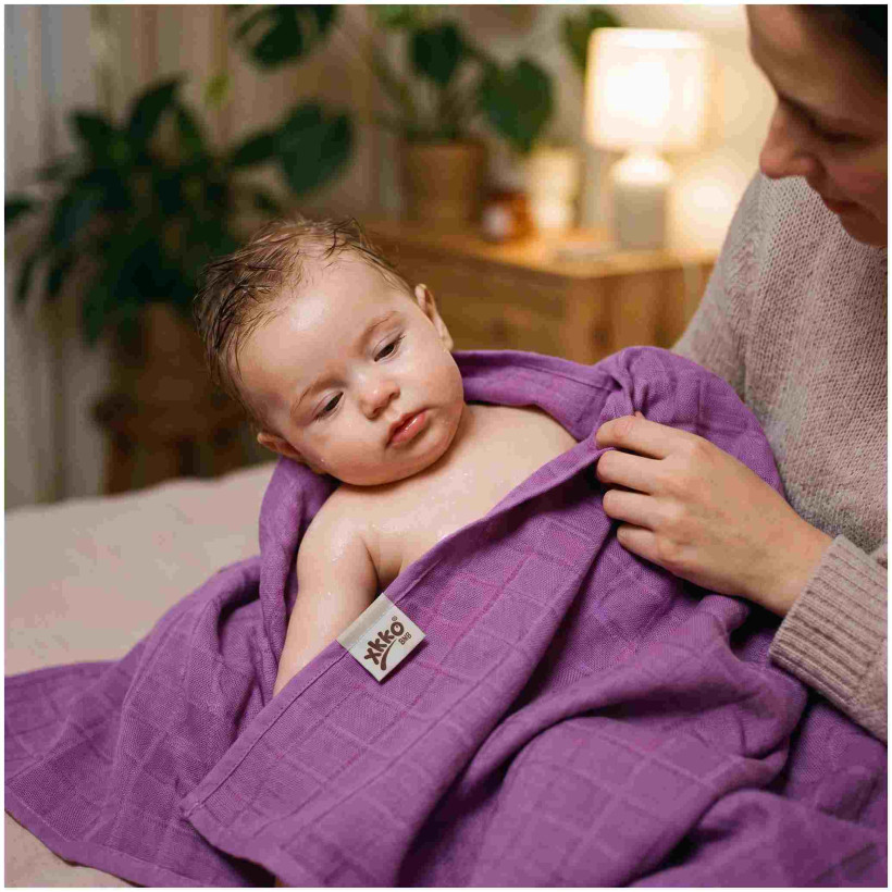 Bamboo muslin towel XKKO BMB 90x100 - Lilac