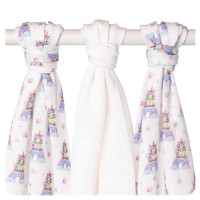 Bamboo muslins XKKO BMB 70x70 Digi - Unicorns MIX 3pcs