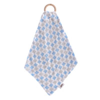 XKKO BMB Bamboo teether with Muslin - Baby Blue Cross