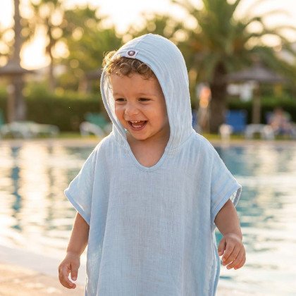 Bamboo Muslin Poncho XKKO BMB - Baby Blue