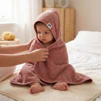 Hooded terry bath towel XKKO Organic 90x90 - Mesa Rose