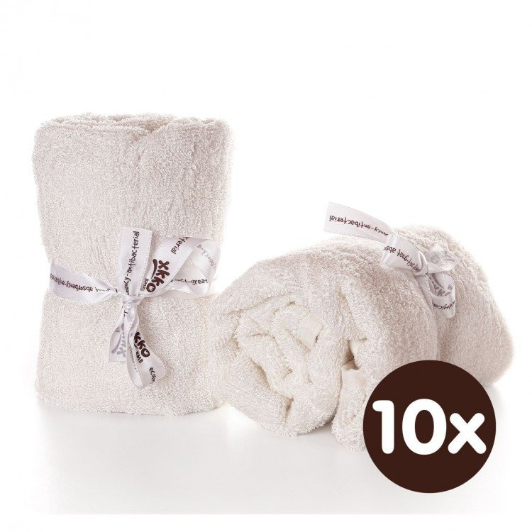 Bamboo washcloths XKKO BMB 60x60 - Natural 10x2ps (Wholesale pack.)