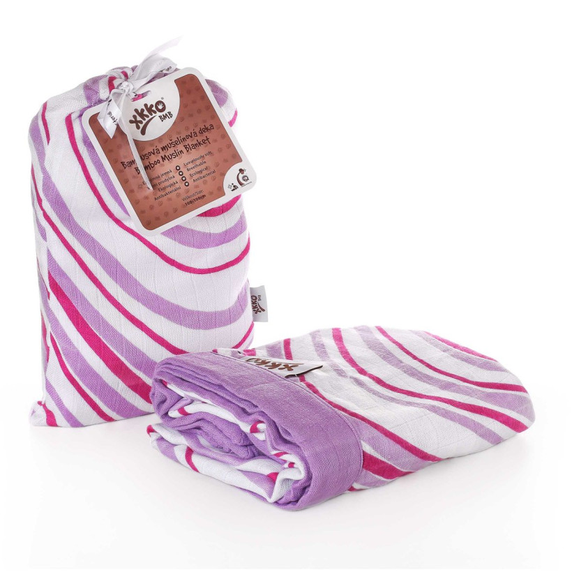 Bamboo muslin blanket XKKO BMB 100x100 - Lilac Waves