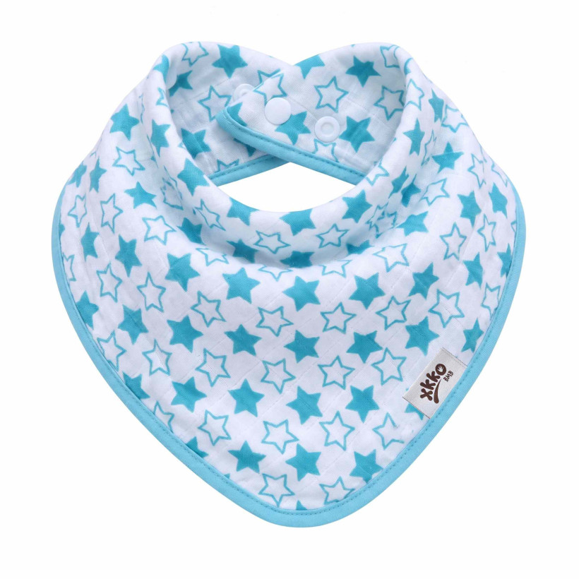 Bamboo bandana XKKO BMB - Little Stars Turquoise 3x1ps Wholesale packing