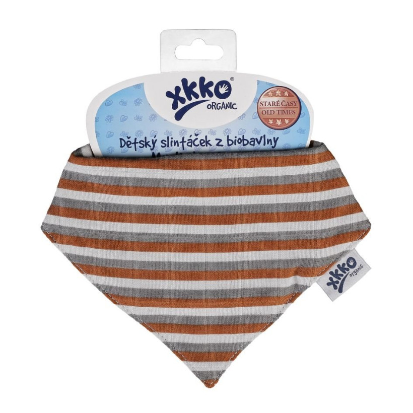 Organic Cotton Muslin Bandana XKKO Organic - Brown Stripes