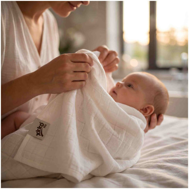 Bamboo muslin towel XKKO BMB 90x100 - Natural