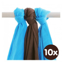 Bamboo muslins XKKO BMB 70x70 - Cyan Choco MIX 10x3pcs (Wholesale packaging)