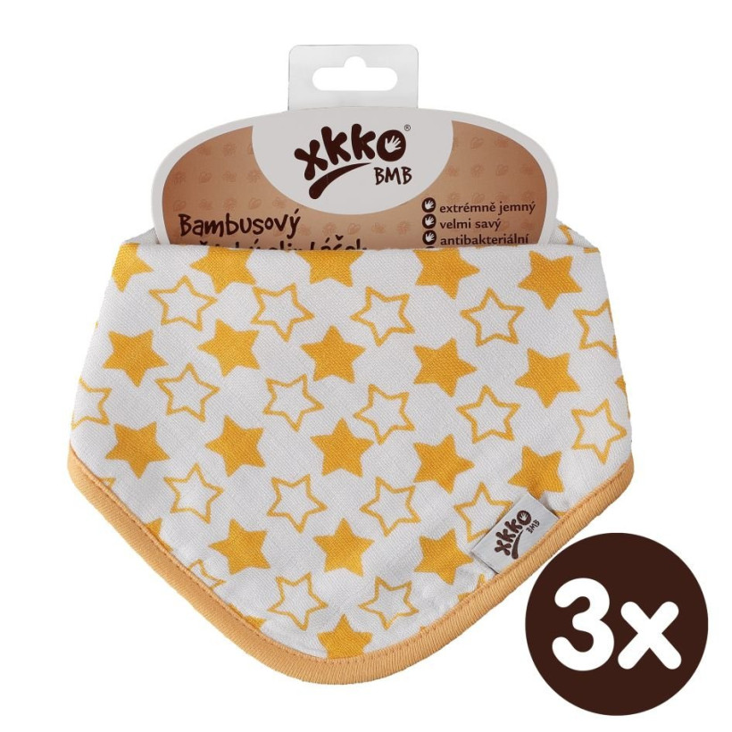 Bamboo bandana XKKO BMB - Little Stars Orange 3x1ps Wholesale packing
