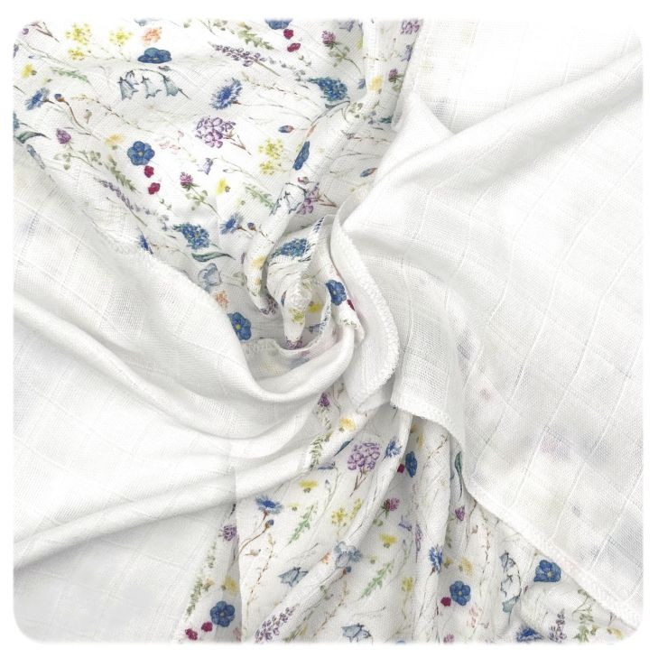 Bamboo muslins XKKO BMB 30x30 Digi - Blue Wildflowers MIX 9pcs