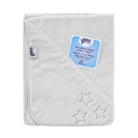 Hooded terry bath towel XKKO Organic 90x90 - White Stars 5x1ps (Wholesale pack.)