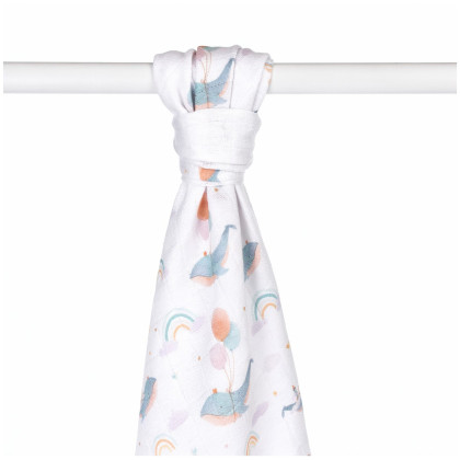 Bamboo muslin towel XKKO BMB 90x100 Digi - Sky Whale