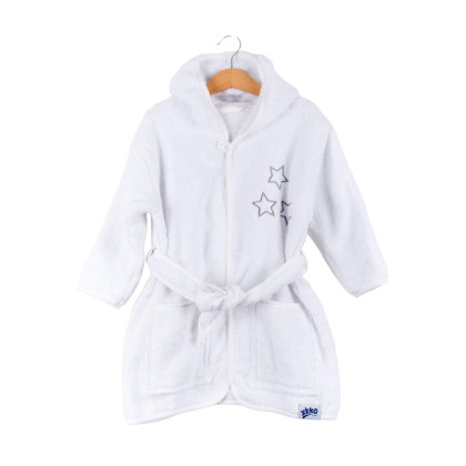 Organic Cotton Terry Bathrobe XKKO Organic - White Stars